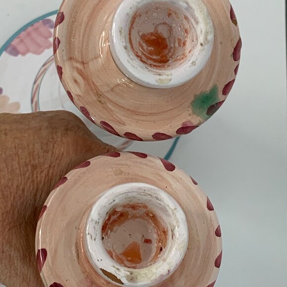 Vintage Pair Of Hand-Painted Ceramic Candlesticks Southwest 14" 7701 - Picture 7 of 15